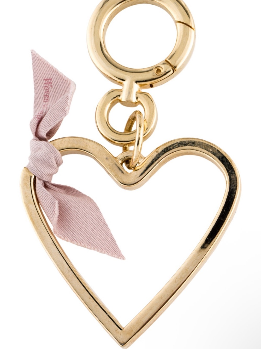 NWT - Burberry Gold Open Heart Keyring or bag charm with Pink Bow - Picture 2 of 9